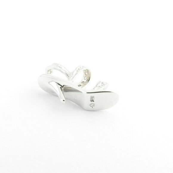 10K White Gold Diamond Sandal Charm - Picture 8 of 9